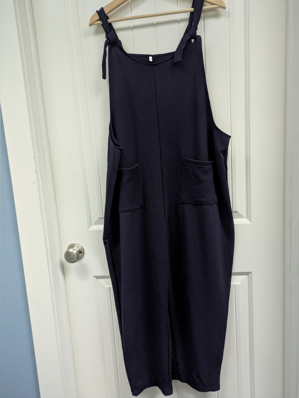 Sleeveless Tie-Strap Navy Jumpsuit with Front Pockets NWOT